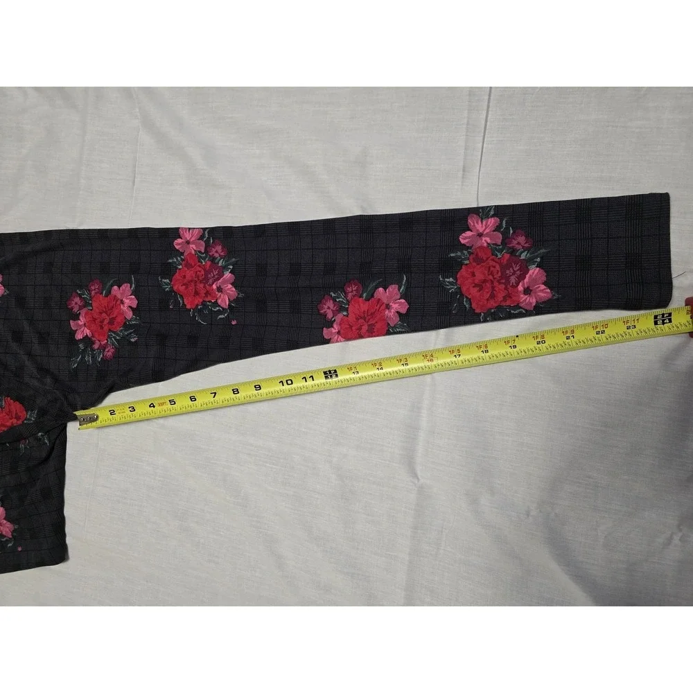 LuLaRoe Leggings Womens One Size Black Red Floral Plaid Stretch Soft Pants OS‎